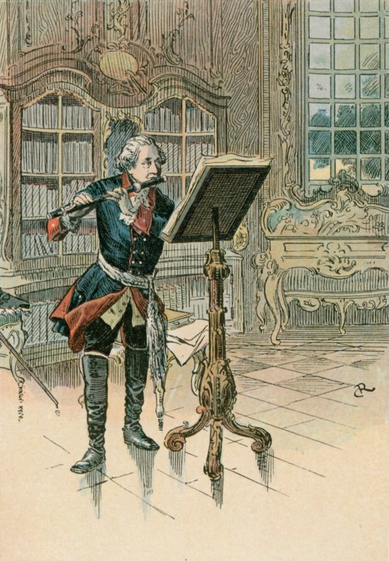 Fryderyk Wielki (1712-1786) grający na flecie autorstwa Carl Rohling
