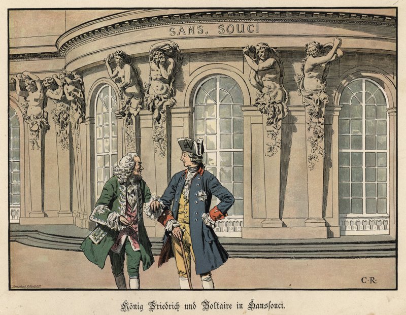 Fryderyk Wielki i Wolter w Sanssouci autorstwa Carl Röchling
