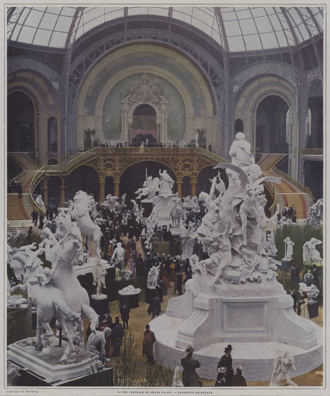 Nawa główna Grand Palais na Exposition Universelle 1900, Paryż (zdjęcie kolorowe) autorstwa Carle de Mazibourg