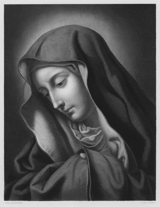 Madonna, z obrazu w zbiorach królewskich (rycina) autorstwa Carlo (after) Dolci