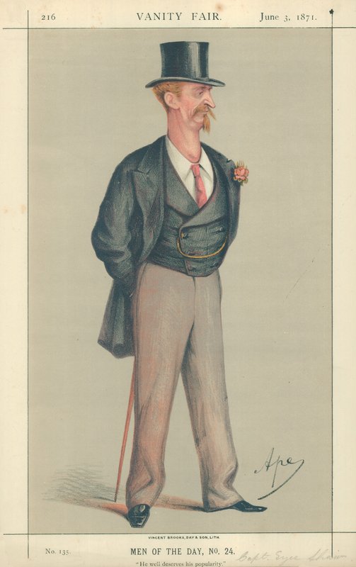 Kapitan Eyre Shaw, Zasługuje na swoją popularność, 3 czerwca 1871, komiks Vanity Fair autorstwa Carlo Pellegrini