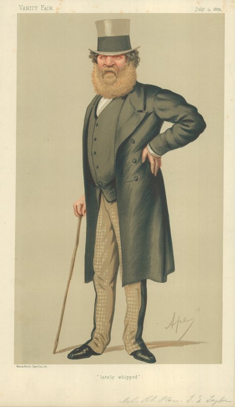 Pułkownik Thomas Edward Taylor, ostatnio biczowany, 4 lipca 1874 r., komiks Vanity Fair autorstwa Carlo Pellegrini