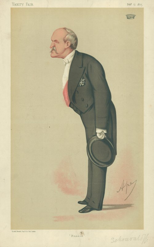 Hrabia Schouvaloff, Rosja, 13 lutego 1875, komiks Vanity Fair autorstwa Carlo Pellegrini