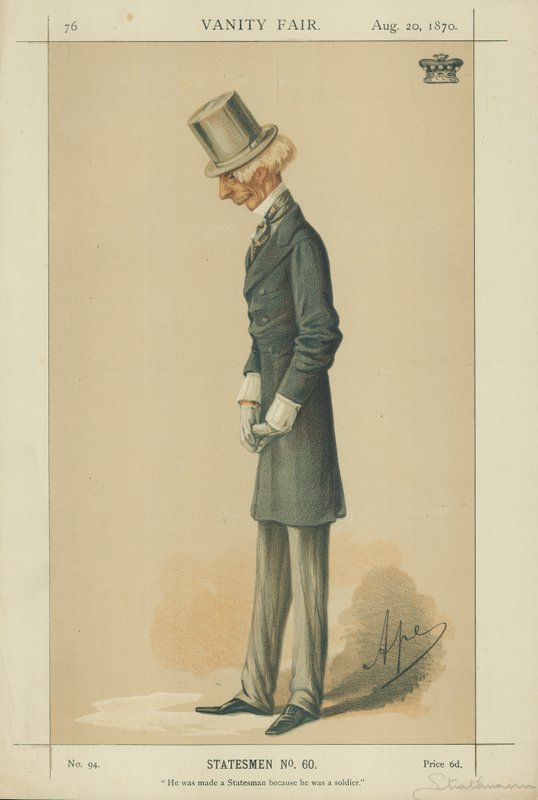 Lord Strathairn, został mężem stanu, ponieważ był żołnierzem, 20 sierpnia 1870, komiks Vanity Fair autorstwa Carlo Pellegrini