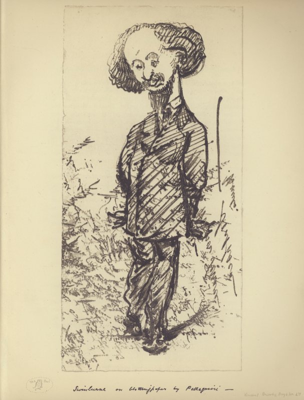 Swinburne na bibule (karykatura angielskiego autora Algernona Charlesa Swinburne