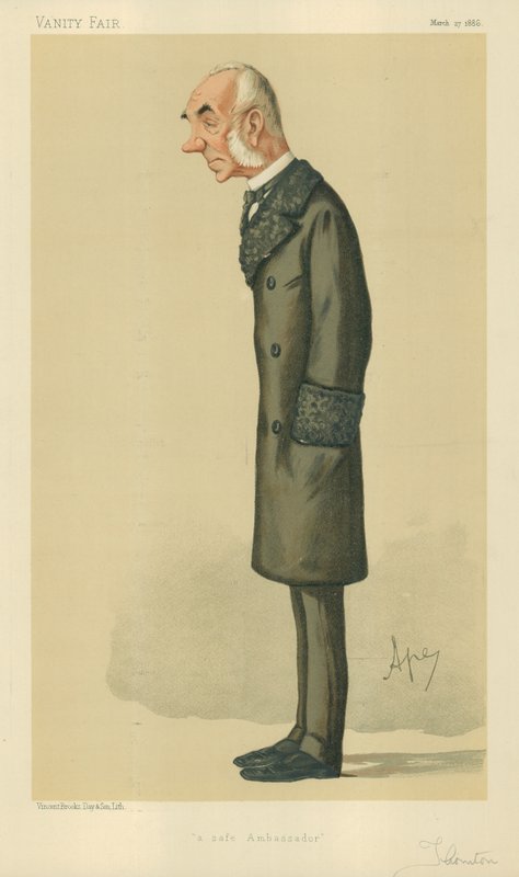 Właściwy Honor Sir Edward Thornton, Bezpieczny ambasador, 27 marca 1886, komiks Vanity Fair autorstwa Carlo Pellegrini