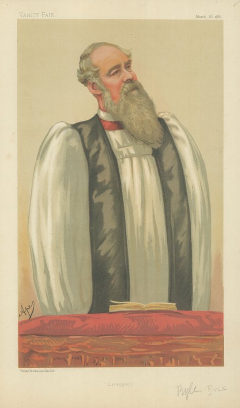 The Right Rev John Charles Ryle, Bishop of Liverpool, Liverpool, 26 marca 1881, komiks Vanity Fair autorstwa Carlo Pellegrini
