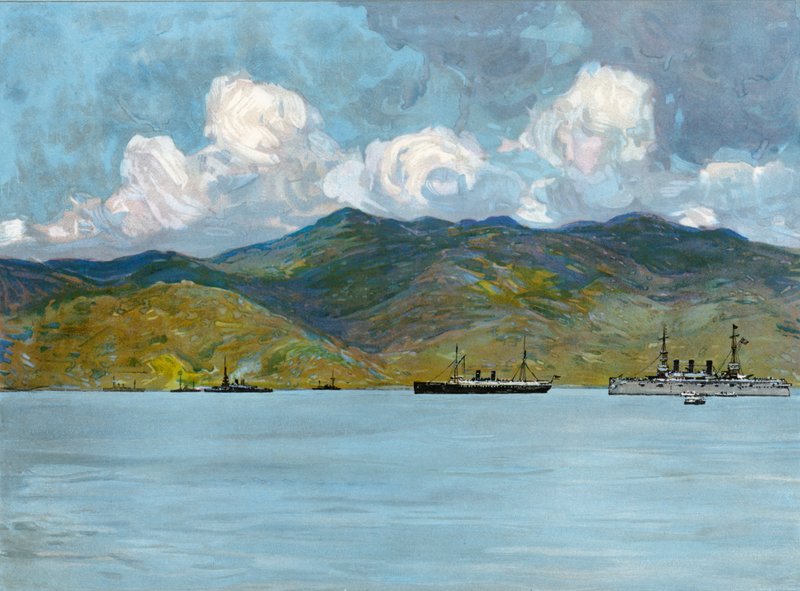Nasze statki wojenne u wybrzeży niedaleko Santiago de Cuba, 3 czerwca 1898 r. autorstwa Carlton Theodore Chapman