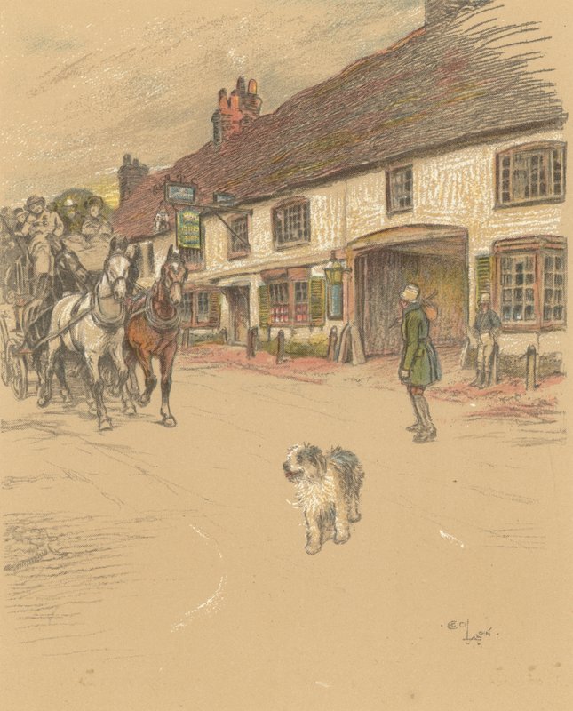 The Angel Inn, Woolhampton autorstwa Cecil Charles Windsor Aldin