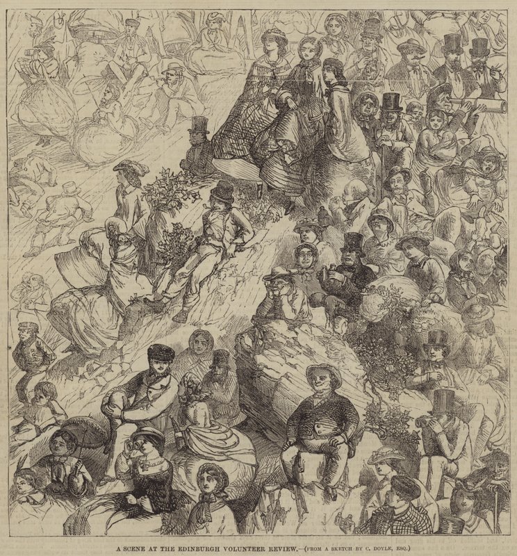 Scena w Edynburskim Przeglądzie Wolontariuszy autorstwa Charles Altamont Doyle