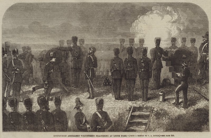 Ochotnicy artylerii z Edynburga ćwiczą w Leith Fort autorstwa Charles Altamont Doyle