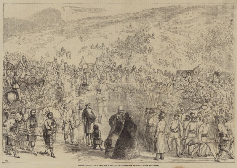 Inspekcja Edynburskich Ochotników Strzeleckich autorstwa Charles Altamont Doyle