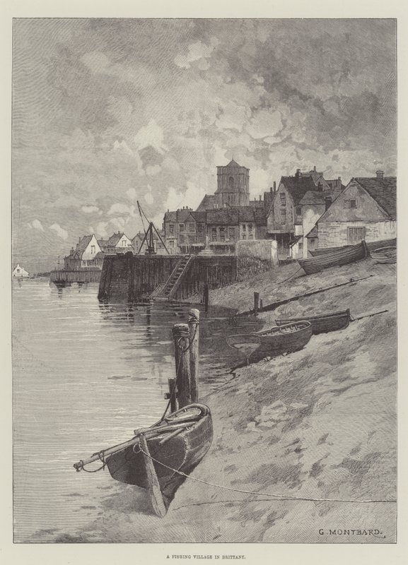 Wioska rybacka w Bretanii autorstwa Charles Auguste Loye