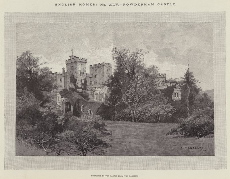 Zamek Powderham autorstwa Charles Auguste Loye