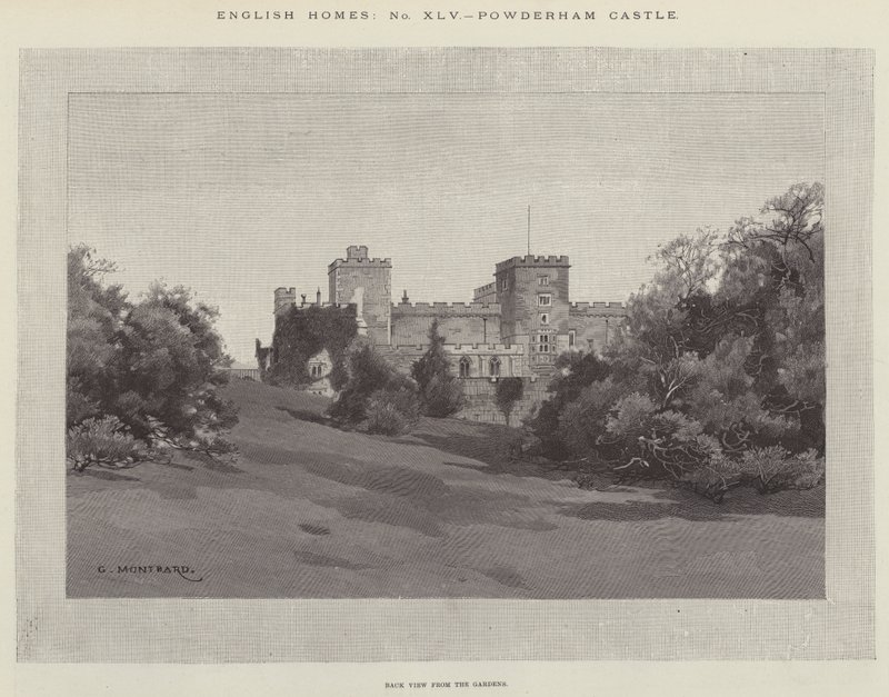 Zamek Powderham autorstwa Charles Auguste Loye
