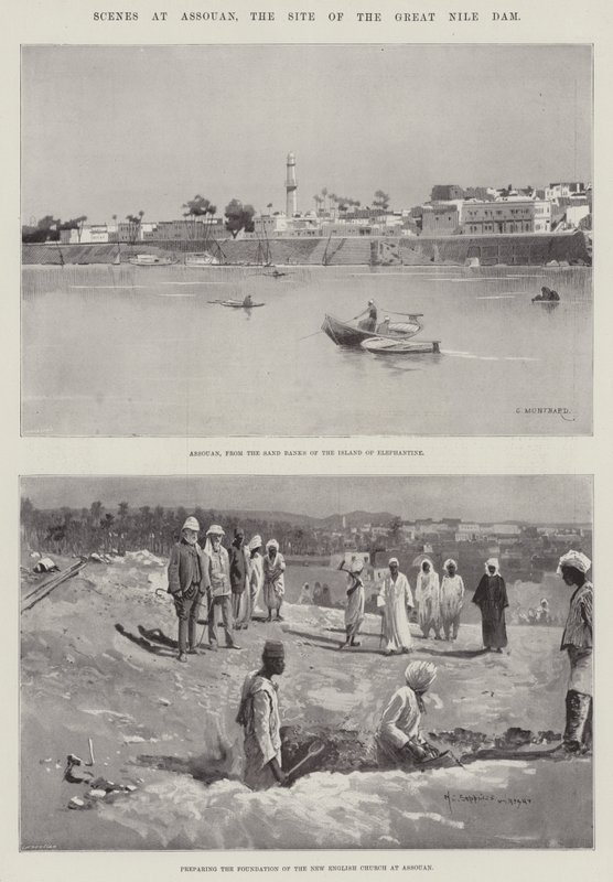 Sceny w Assouan, miejscu Wielkiej Tamy na Nilu autorstwa Charles Auguste Loye