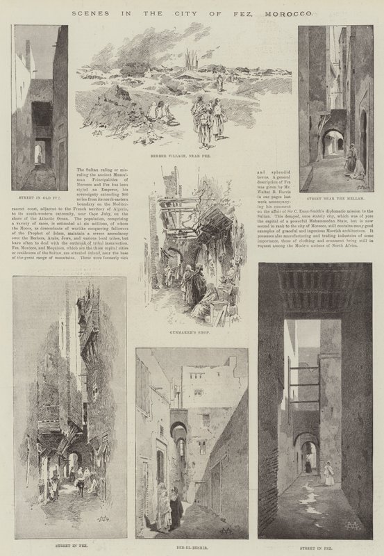 Sceny w mieście Fez, Maroko autorstwa Charles Auguste Loye