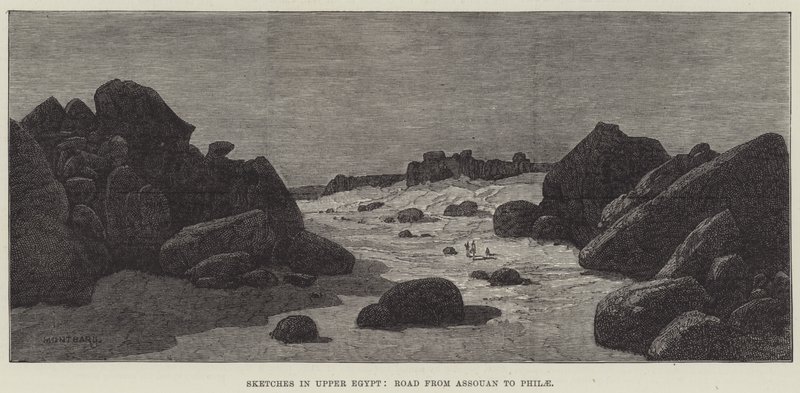 Szkice w Górnym Egipcie, droga z Assouan do Philae autorstwa Charles Auguste Loye