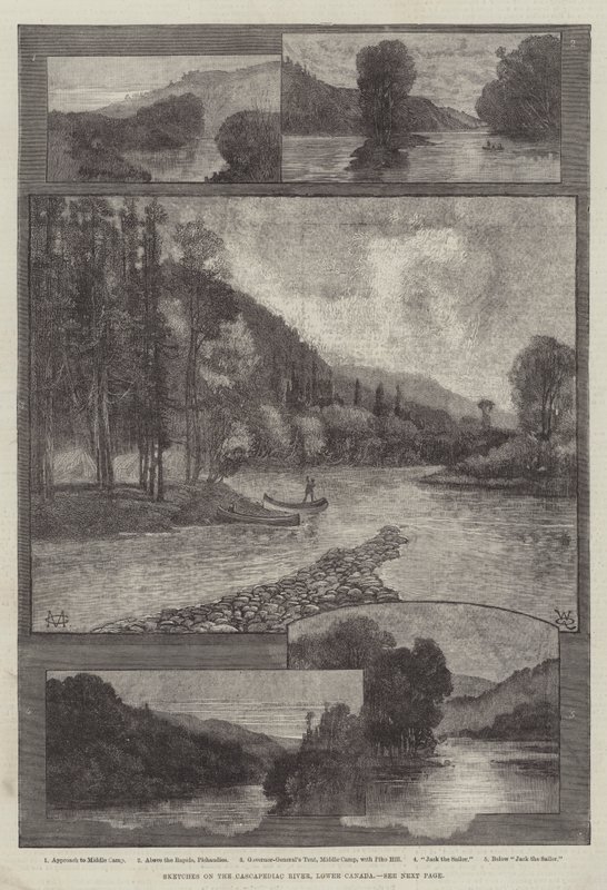 Szkice nad rzeką Cascapediac, Dolna Kanada autorstwa Charles Auguste Loye