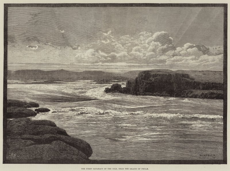Pierwsza katarakta na Nilu, w pobliżu wyspy Philae autorstwa Charles Auguste Loye