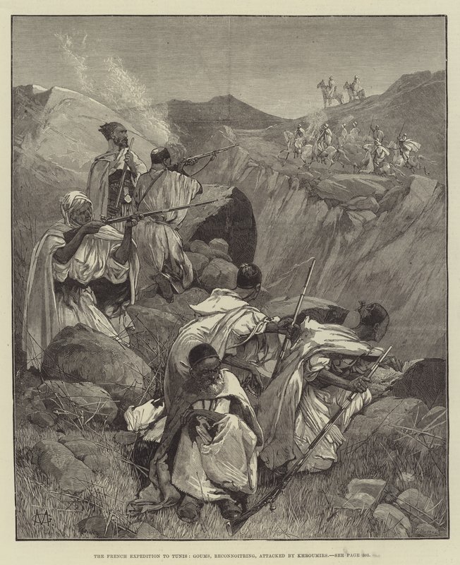 Francuska wyprawa do Tunisu, Goums, rozpoznanie, zaatakowana przez Khroumirs autorstwa Charles Auguste Loye