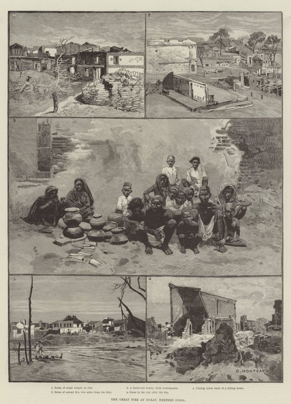 Wielki pożar w Surat w zachodnich Indiach autorstwa Charles Auguste Loye