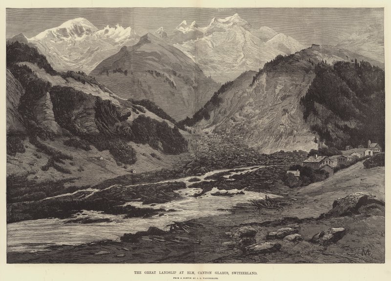 Wielkie Osuwisko w Elm, Canton Glarus, Szwajcaria autorstwa Charles Auguste Loye