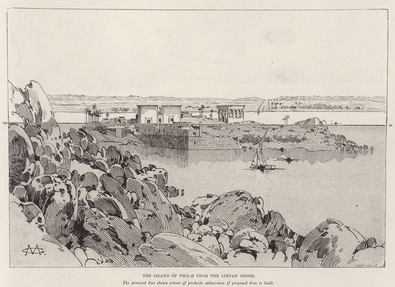Wyspa Philae z wybrzeża libijskiego autorstwa Charles Auguste Loye