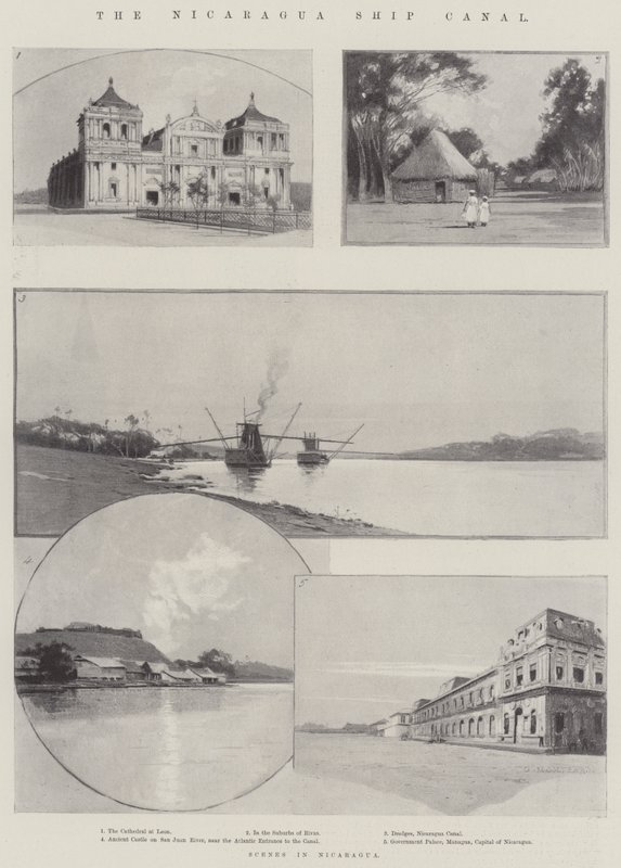 Kanał okrętowy Nikaragua autorstwa Charles Auguste Loye
