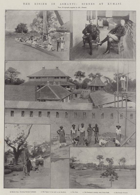 Powstanie w Aszanti, Sceny w Kumasi autorstwa Charles Auguste Loye