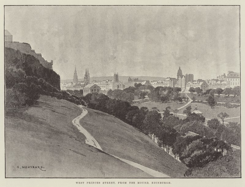 West Princes Street, od strony kopca, Edynburg autorstwa Charles Auguste Loye