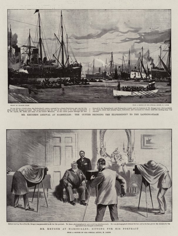Przybycie Krugera do Marsylii autorstwa Charles Edward Dixon