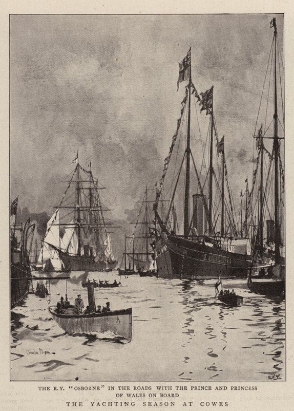Sezon żeglarski w Cowes autorstwa Charles Edward Dixon
