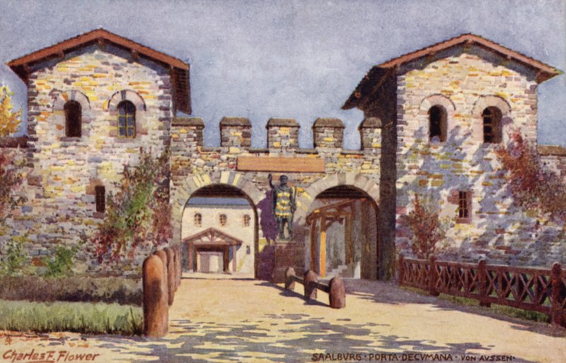 Saalburg, Porta Decumania, Von Aussen autorstwa Charles Edwin Flower
