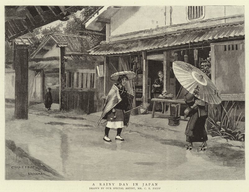 Deszczowy dzień w Japonii autorstwa Charles Edwin Fripp