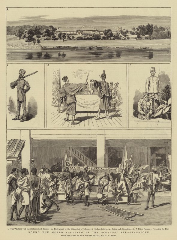 Żeglarstwo dookoła świata na Cejlonie, XVI, Singapur autorstwa Charles Edwin Fripp