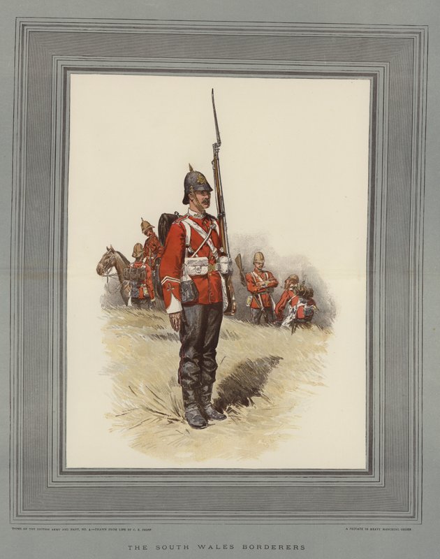 Borderers Południowej Walii (chromolitho) autorstwa Charles Edwin Fripp