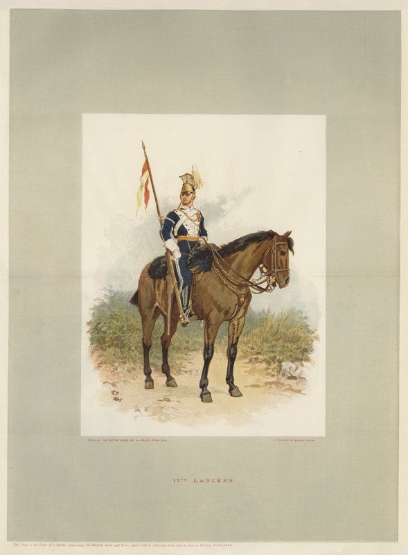 17th Lancers, żołnierz w kolejności przeglądu (chromolitho) autorstwa Charles Green