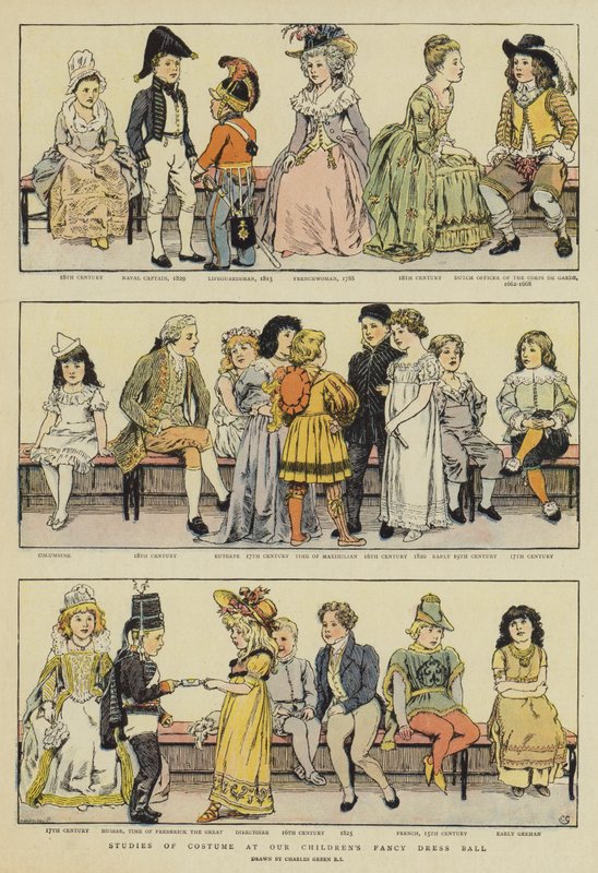 Studia kostiumowe na balu przebierańców naszych dzieci (chromolitho) autorstwa Charles Green