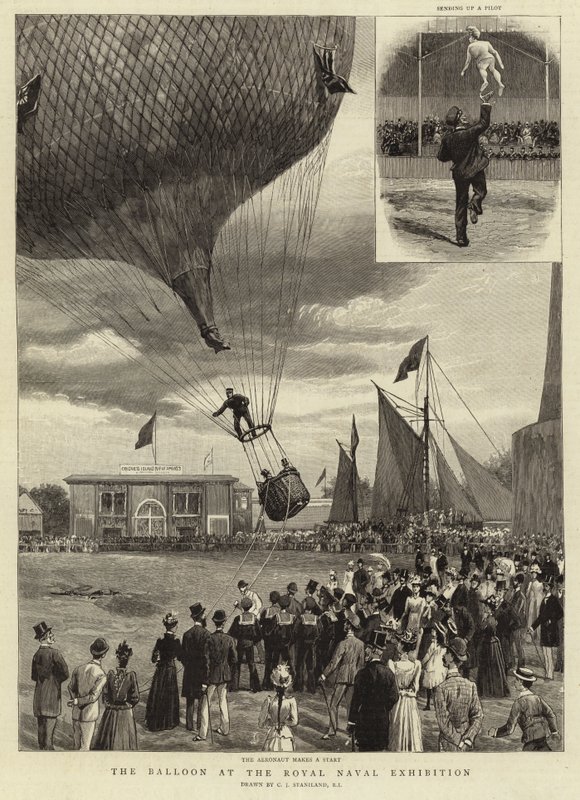Balon na Królewskiej Wystawie Marynarki Wojennej autorstwa Charles J. Staniland