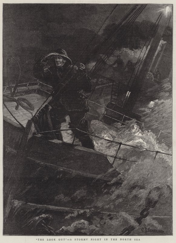 The Look Out, Burzliwa noc na Morzu Północnym autorstwa Charles J. Staniland