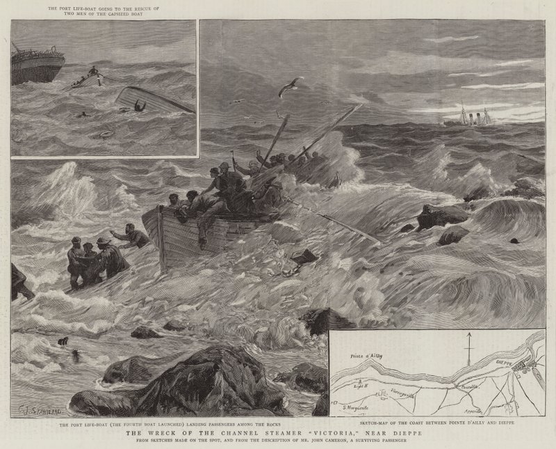 Wrak parowca Channel Victoria w pobliżu Dieppe autorstwa Charles J. Staniland