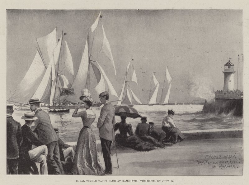 Royal Temple Yacht Club w Ramsgate, regaty w dniu 14 lipca autorstwa Charles John de Lacy