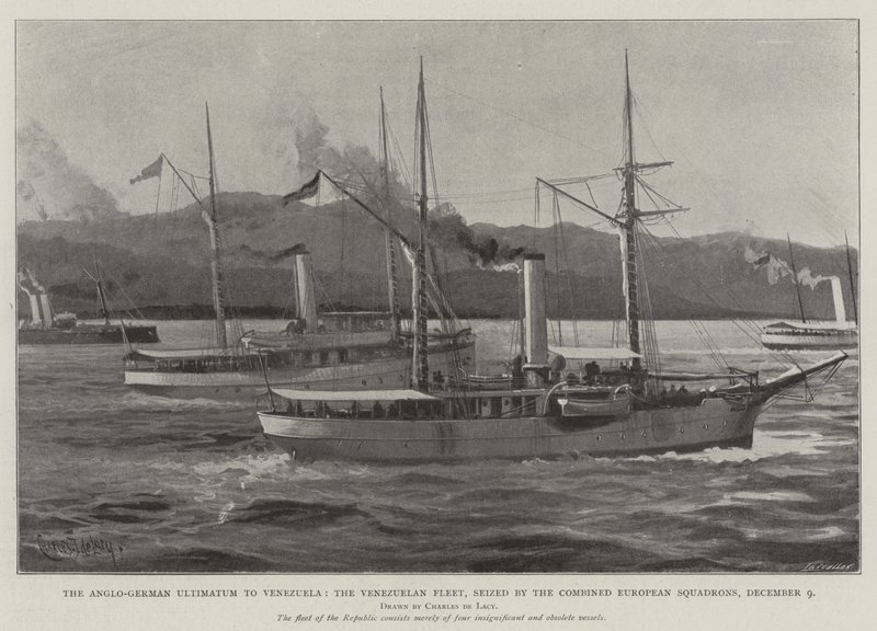 Anglo-niemieckie Ultimatum dla Wenezueli, Floty Wenezuelskiej, zajęte przez Połączone Europejskie Eskadry, 9 grudnia autorstwa Charles John de Lacy