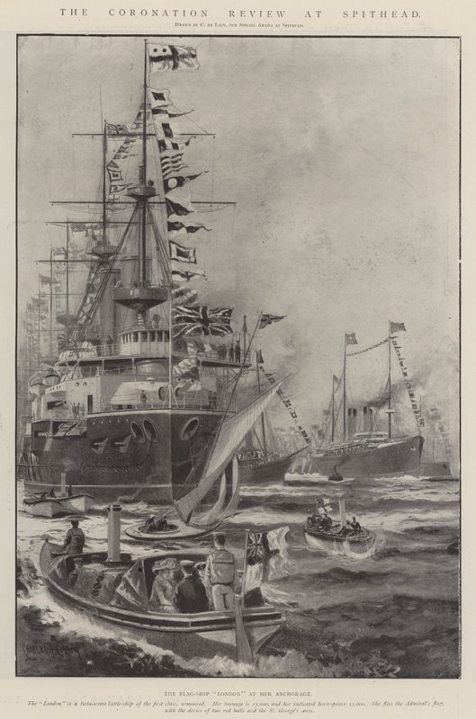Przegląd Koronacyjny w Spithead autorstwa Charles John de Lacy