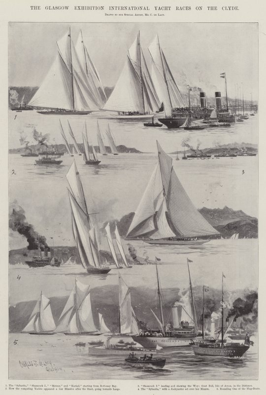 Wystawa w Glasgow Międzynarodowe regaty jachtów na rzece Clyde autorstwa Charles John de Lacy