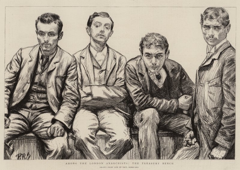 Wśród londyńskich anarchistów ława skarbowa autorstwa Charles Paul Renouard