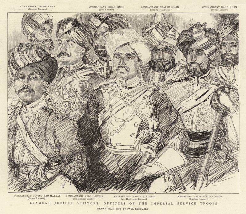 Goście Diamentowego Jubileuszu, Oficerowie Cesarskich Oddziałów Służbowych autorstwa Charles Paul Renouard