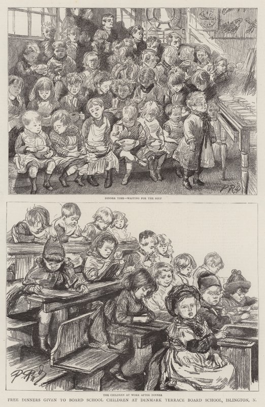 Bezpłatne kolacje dla dzieci ze szkoły z Board School w Denmark Terrace Board School, Islington, N autorstwa Charles Paul Renouard