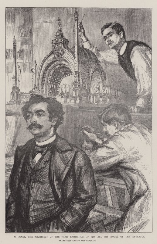 M Binet, architekt Wystawy Paryskiej z 1900 roku, i jego model wejścia autorstwa Charles Paul Renouard
